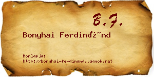 Bonyhai Ferdinánd névjegykártya